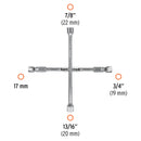 Llave de cruz 14" plegable pulida y cromada, Truper