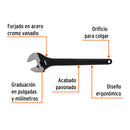 Llave ajustable (perico) 15" profesional pavonada