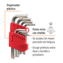Juego 10 llaves allen std Truper, punta hexagonal con organizador
