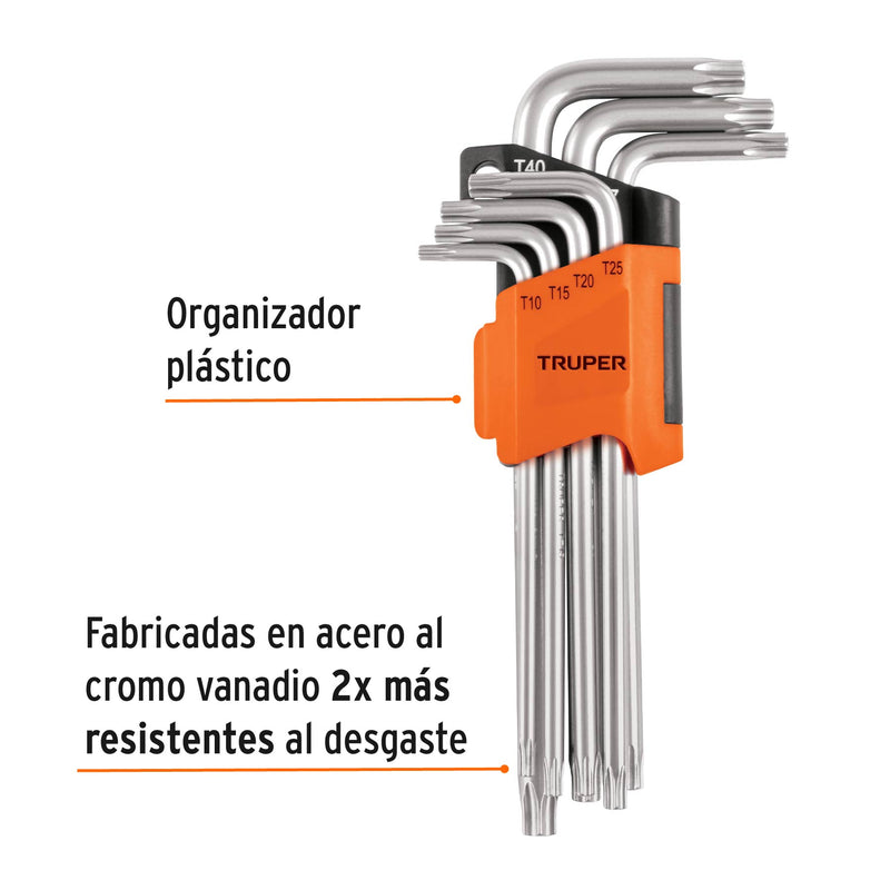 Juego de 7 llaves torx largas con organizador