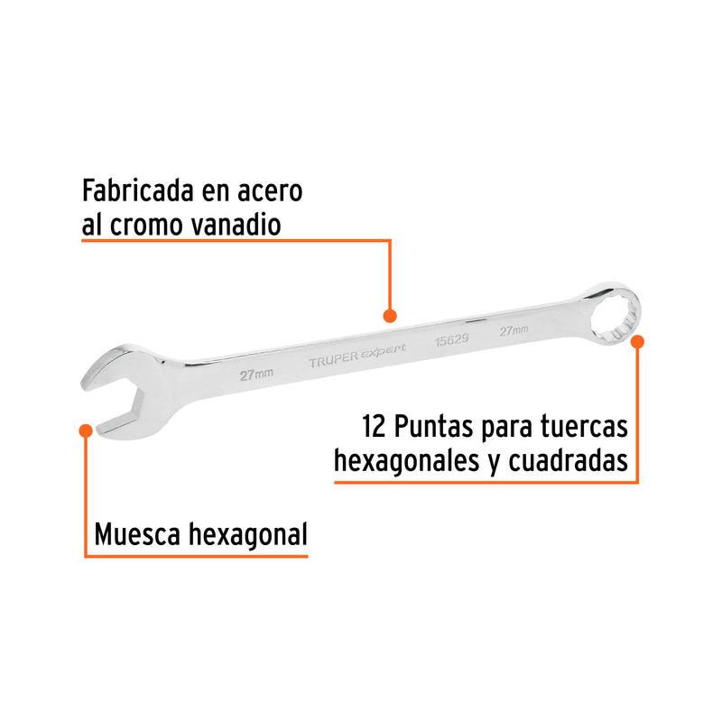 Llave combinada extralarga 27 mm x 385 mm de largo