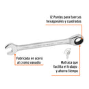 Llave combinada con matraca 15 mm x 194 mm largo