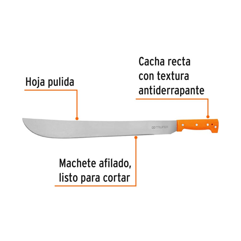 Machete estándar Truper 20" (51 cm) cacha naranja