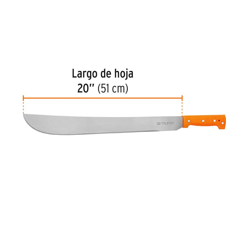 Machete estándar Truper 20" (51 cm) cacha naranja