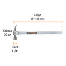 Martillo tubular pulido 20 oz alojamiento imantado uña recta