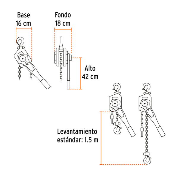 APAREJO DE PALANCA   1-1/2 TON