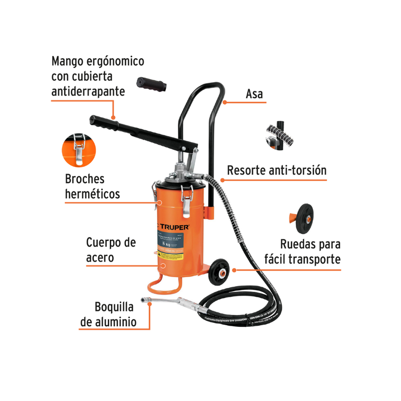 BOMBA INYECTORA DE GRASA, 5 KG, TRUPER