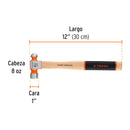 Martillo pulido de bola 8 oz mango hickory