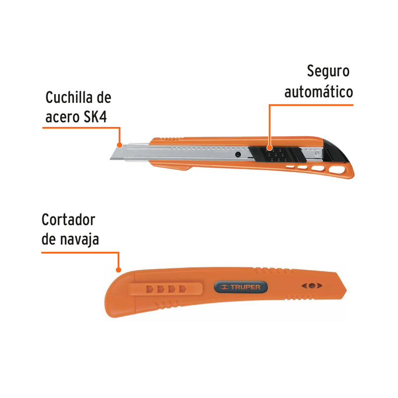 Cutter 9 mm reforzado de plástico con alma metálica