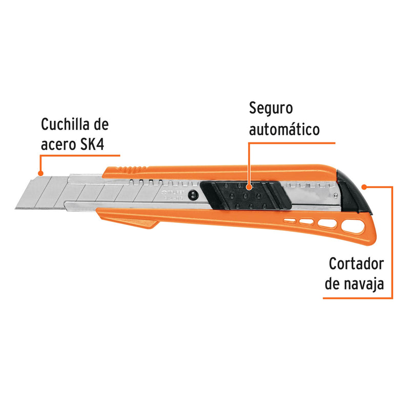 Cutter 18 mm reforzado Truper de plástico con alma metálica