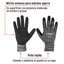 Guantes de nylon Truper recubiertos de nitrilo arenoso, Chico