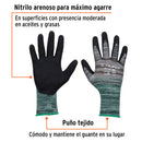 Guantes de nylon Truper recubiertos de nitrilo arenoso, talla Mediano