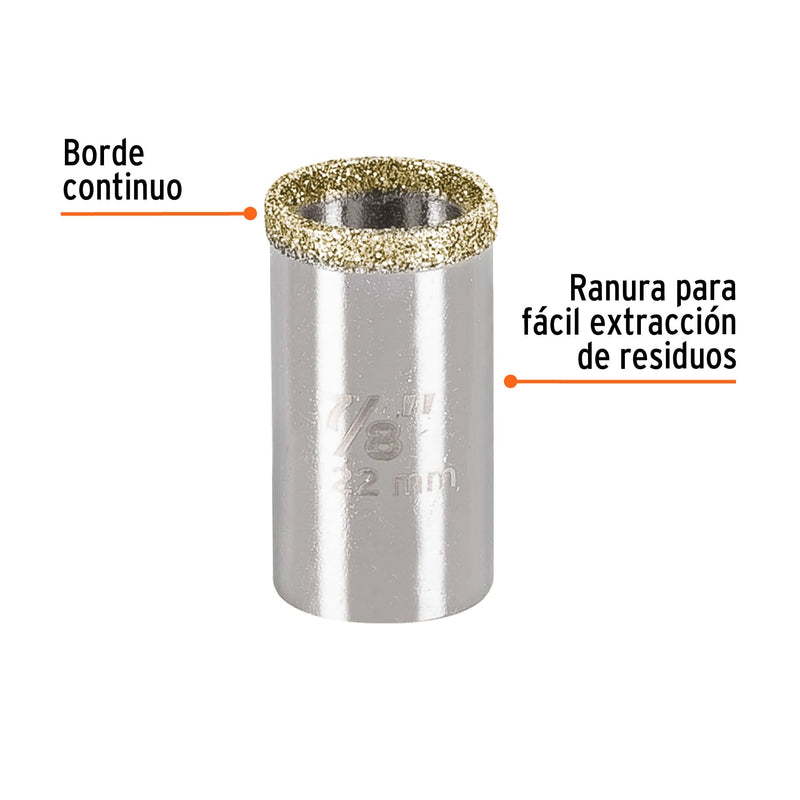 Sierracopa de diamante  7/8" borde continuo, Truper