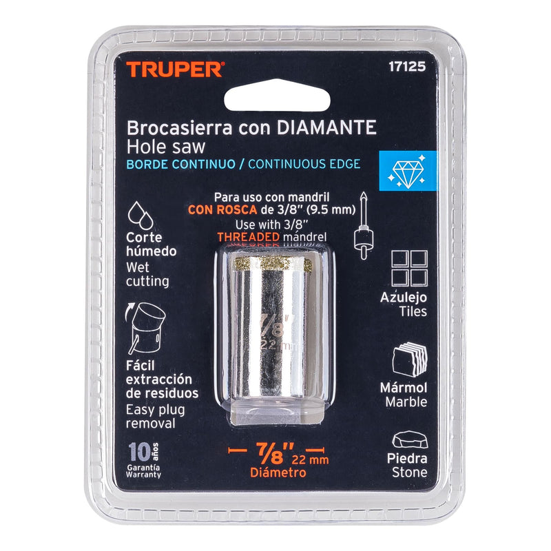 Sierracopa de diamante  7/8" borde continuo, Truper