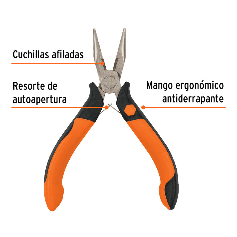 Mini pinza de punta y corte 5" mango Comfort Grip, Truper