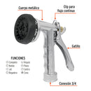 Pistola para riego Truper de 8 funciones, metálica