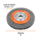 Carda alambre ondulado 8" x 1" para esmeril, Truper