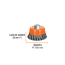 CARDA COPA 4", ALAM. TRENZADO GRUESO M14, PRETUL