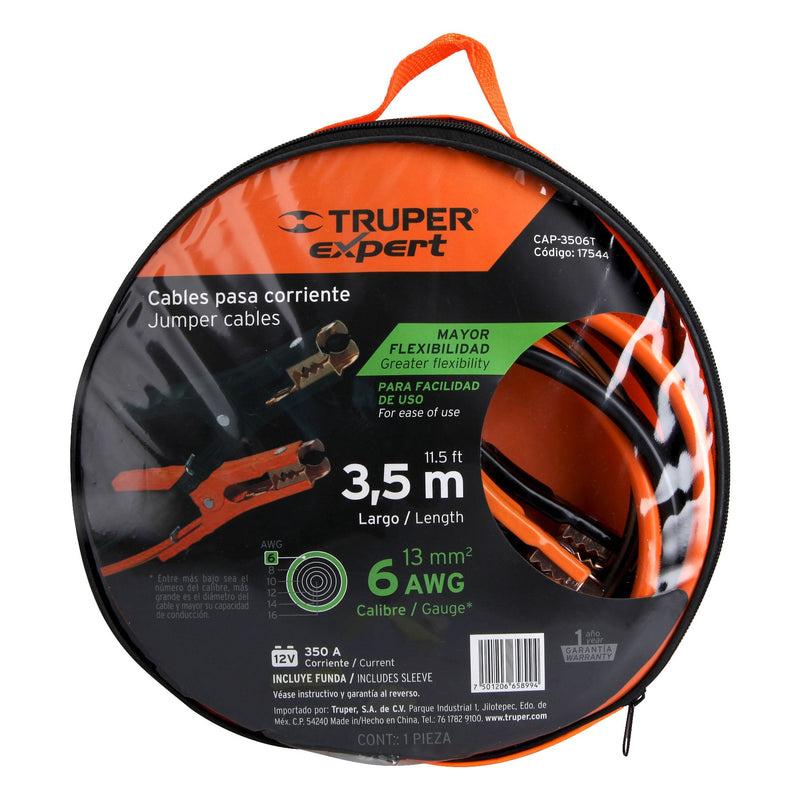 Cables pasa corriente Truper de 3.5 m 350 A 6 AWG