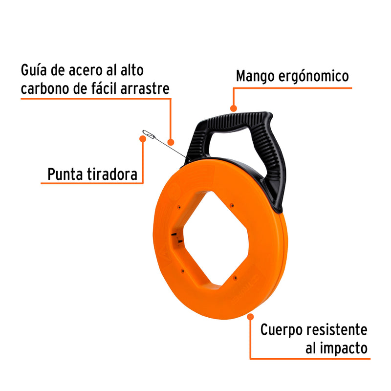 Guía de acero Truper, 30 metros para cable