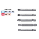 Juego de 5 puntas  Bits Truper, cruz y planas largo 2"