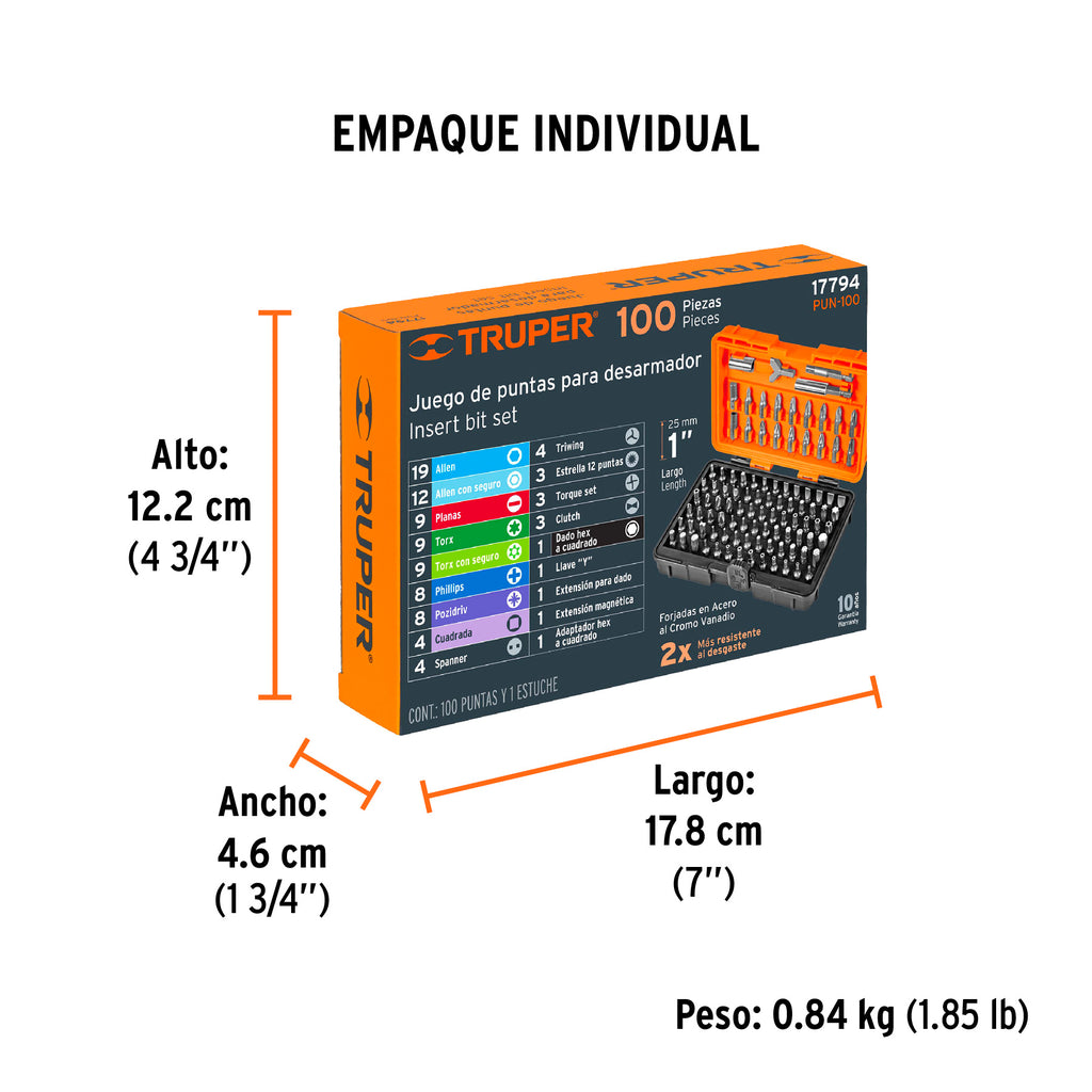 Juego De Mechas Y Puntas 100 Piezas Lüsqtoff JMPL100-8