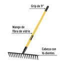 Rastrillo recto Truper de 16 dientes,  60" (152 cm)