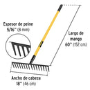 Rastrillo recto Truper de 16 dientes,  60" (152 cm)
