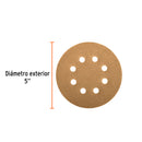 Caja con 5 discos de lija 5" grano 80, Truper