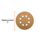 Caja con 5 discos de lija 5" grano 120, Truper