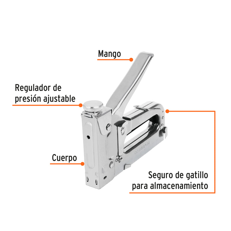 Engrapadora tipo pistola Truper para ¼",5/16", 3/8", con 200 grapas