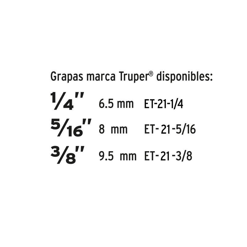 Engrapadora tipo pistola Truper para ¼",5/16", 3/8", con 200 grapas