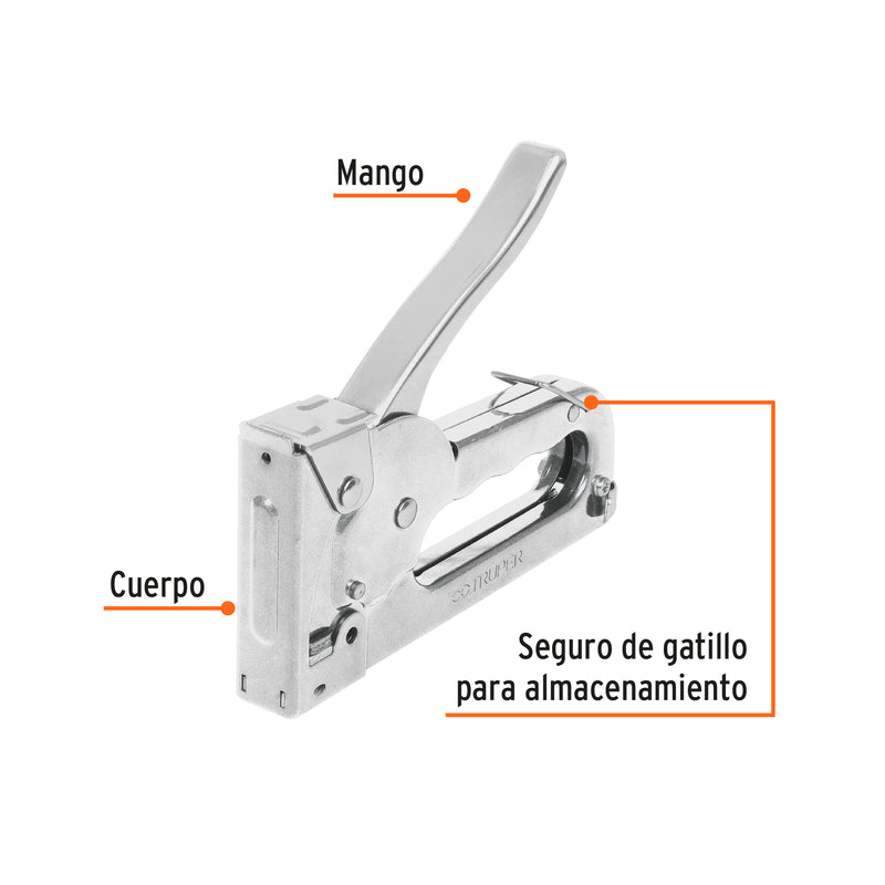 Engrapadora tipo pistola para ¼" y 5/16", con 200 grapas