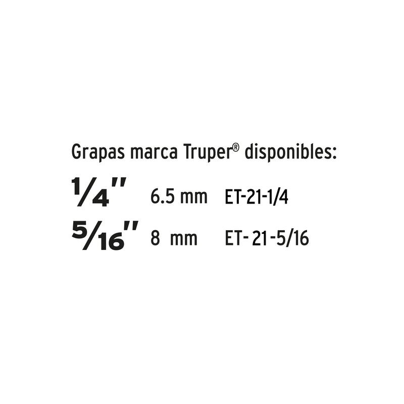 Engrapadora tipo pistola para ¼" y 5/16", con 200 grapas