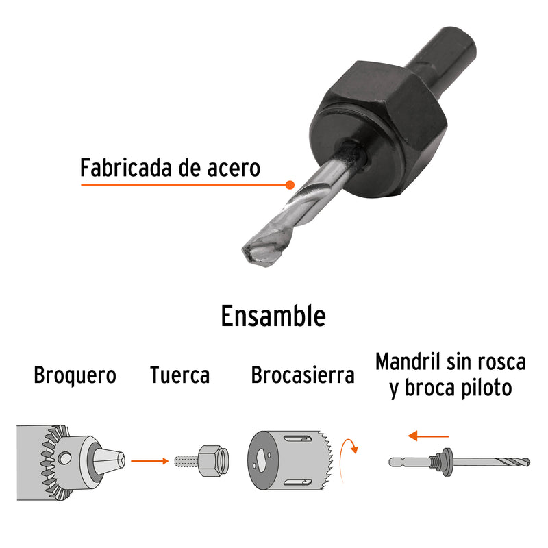 Adaptador Sierra Copa diamante sin rosca 3/8"