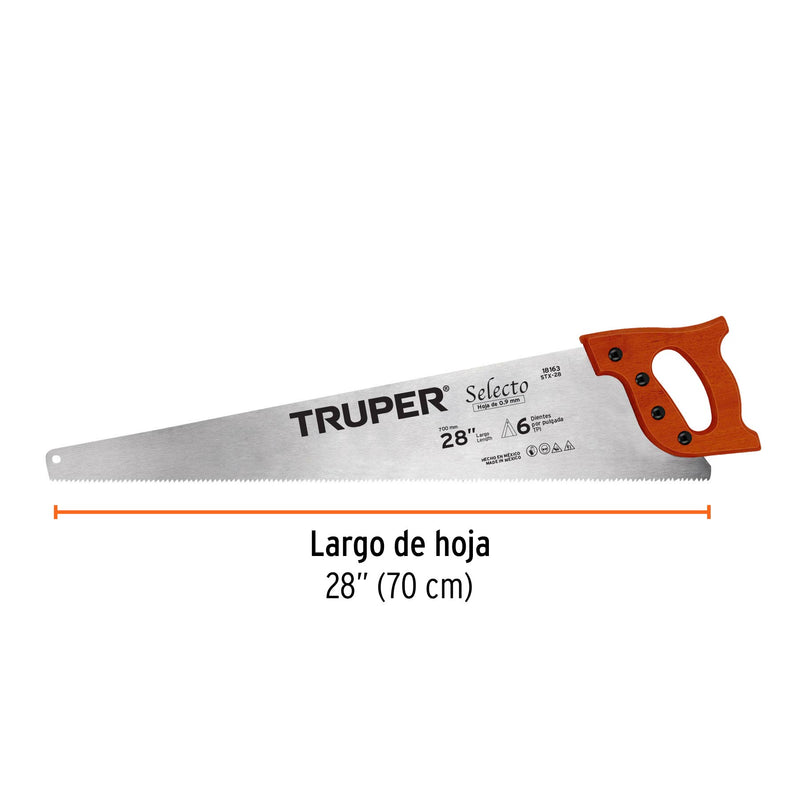 Serrucho para carpintero Truper, 26"  (70 cm)