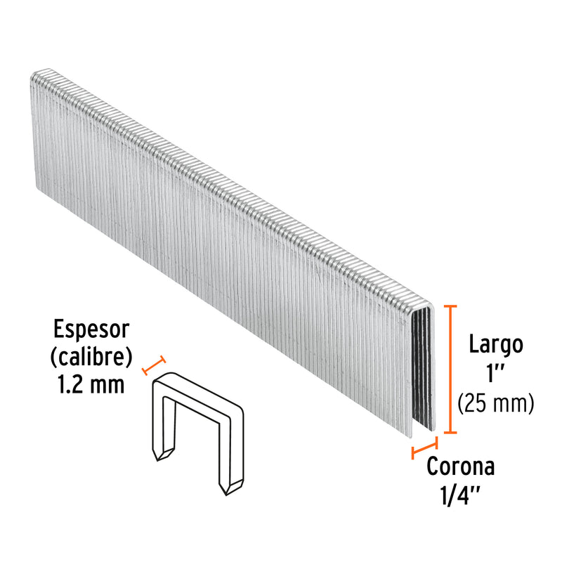 5000 grapas corona 1/4" calibre 18, 25mm p/ENNE-120