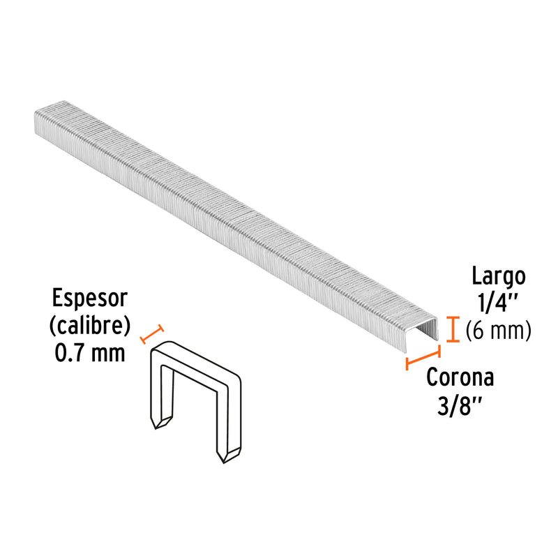 5000 grapas corona 3/8" calibre 22, 6mm p/ENNE-70