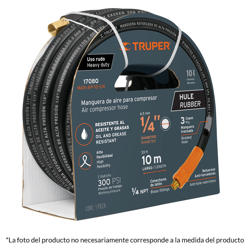 Manguera de hule para compresor, 7.5 m x 3/8", Truper