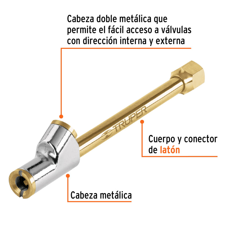 Inflador de cabeza doble Truper, cuerda 1/4 NPT