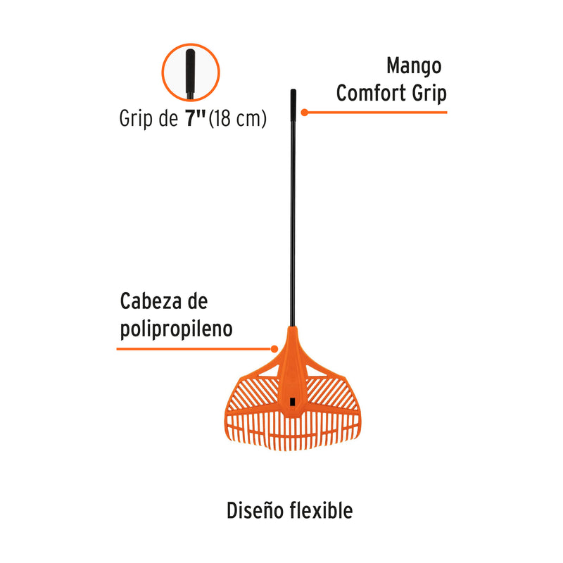 Escoba plástica flexible para jardín Truper, 26 dientes