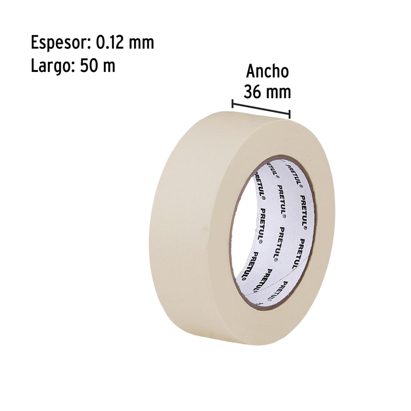 Cinta masking tape de 1-1/2" x 50 m