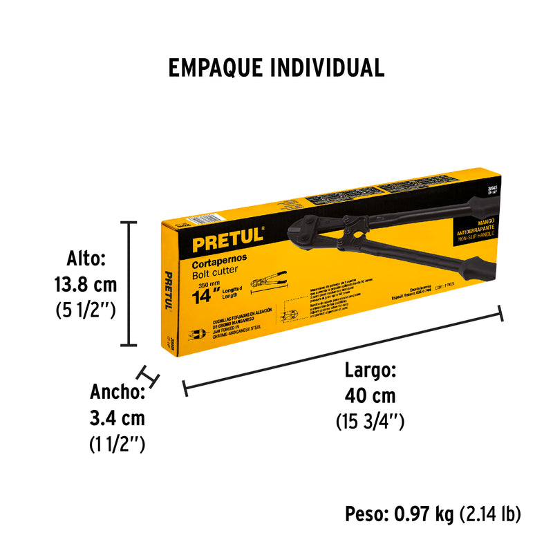 Cortapernos 14", mango tubular