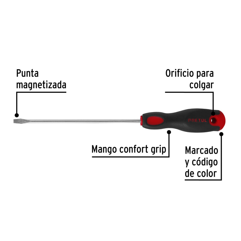 Desarmador plano 3/16 x 6" mango Comfort Grip