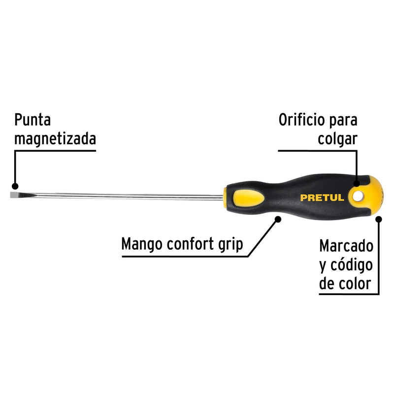 Desarmador cabinet 1/8 x 4" mango Comfort Grip