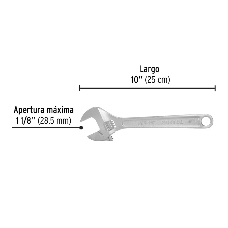 Llave ajustable (perico) 10" cromada