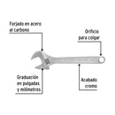 Llave ajustable (perico) 12" cromada