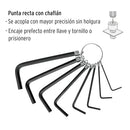 Juego de 8 llaves allen punta hexagonal tipo llavero, Pretul