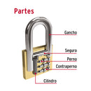 Candado de hierro Hermex, color latón 20 mm