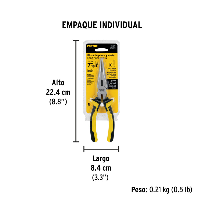 PINZA PUNTA Y CORTE 7", PRETUL